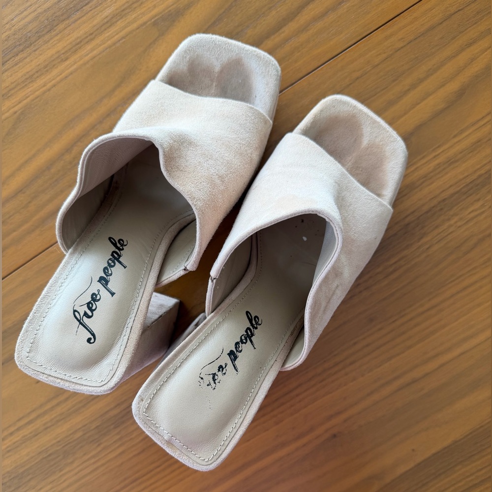 Free People Cream Chunky Heels